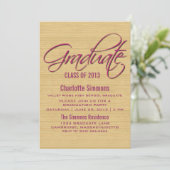 Fuchsia Rustic Script Afstuderen nodigt uit Kaart (Staand voorkant)