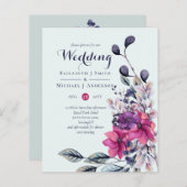 Fuchsia Sage Autumn Fall Wedding nodigt budgettair (Voorkant / Achterkant)