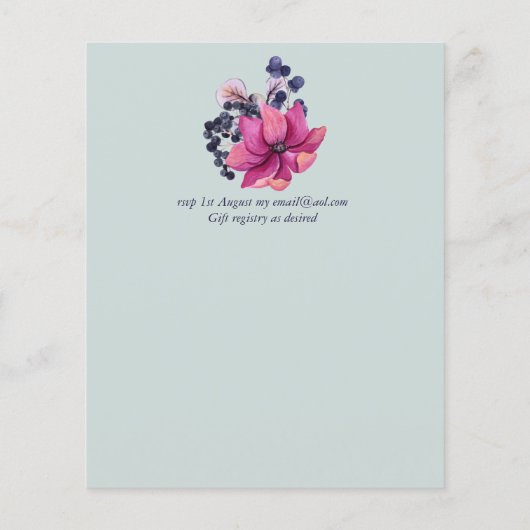 Fuchsia Sage Autumn Fall Wedding nodigt budgettair (Achterkant)