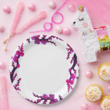 Fuchsia Sakura bloesems schilderij papier Bord