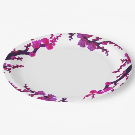 Fuchsia Sakura bloesems schilderij papier Bord (Gekanteld)