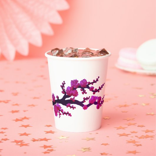 Fuchsia Sakura Blossom Schilderij van Sara Motolan Papieren Bekers (Insitu)