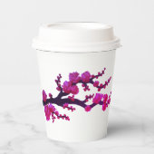 Fuchsia Sakura Blossom Schilderij van Sara Motolan Papieren Bekers (Voorkant)