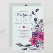 Fuchsia Salie Herfst Bruiloft Uitnodigingen Envl. (Voorkant / Achterkant)