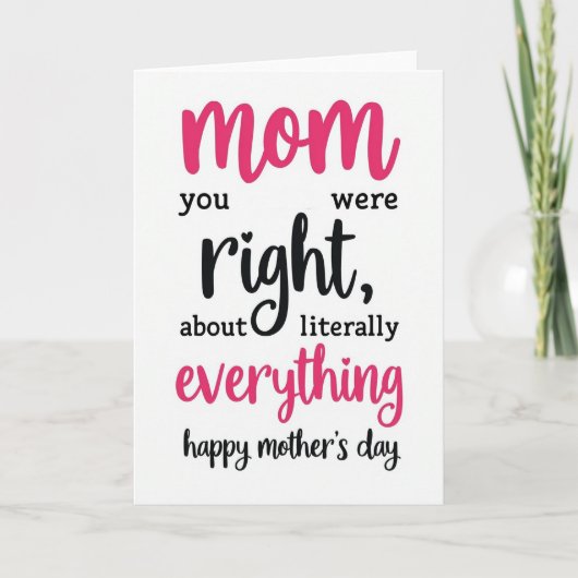 Fuchsia Script Mothers Day Card Kaart (Voorkant)
