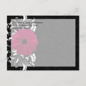 Fuchsia Scroll Gerbera Daisy Black Save the Date Aankondigingskaart (Achterkant)
