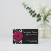 Fuchsia Scroll Gerbera Daisy met Zwart en Wit Visitekaartje (Staand voorkant)