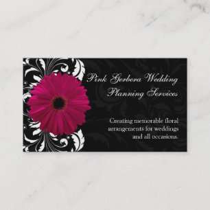 Fuchsia Scroll Gerbera Daisy met Zwart en Wit Visitekaartje