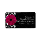 Fuchsia Scroll Gerbera Daisy w/Black en White Etiket (Voorkant)