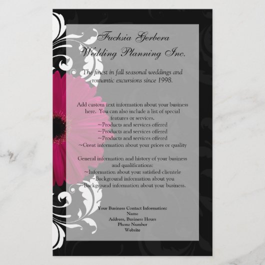 Fuchsia Scroll Gerbera Daisy w/Black en White Flyer (Voorkant)