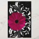 Fuchsia Scroll Gerbera Daisy w/Black en White Flyer (Achterkant)