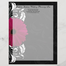 Fuchsia Scroll Gerbera Daisy w/Black en White Gepersonaliseerd Briefhoofd