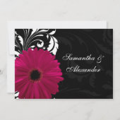 Fuchsia Scroll Gerbera Daisy w/Black en White Kaart (Achterkant)