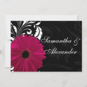 Fuchsia Scroll Gerbera Daisy w/Black en White Kaart (Achterkant)