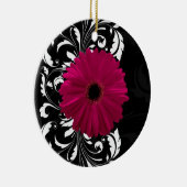 Fuchsia Scroll Gerbera Daisy w/Black en White Keramisch Ornament (Rechts)