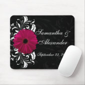 Fuchsia Scroll Gerbera Daisy w/Black en White Muismat (Met muis)