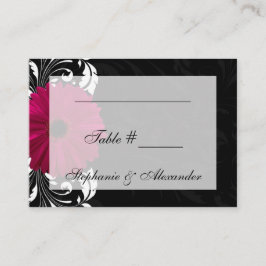 Fuchsia Scroll Gerbera Daisy w/Black en White Plaatskaartje