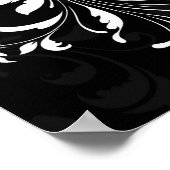 Fuchsia Scroll Gerbera Daisy w/Black en White Poster (Hoek)