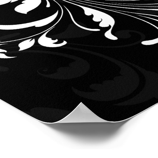 Fuchsia Scroll Gerbera Daisy w/Black en White Poster (Hoek)