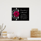 Fuchsia Scroll Gerbera Daisy w/Black en White Poster (Keuken)