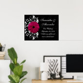 Fuchsia Scroll Gerbera Daisy w/Black en White Poster (Thuiskantoor)