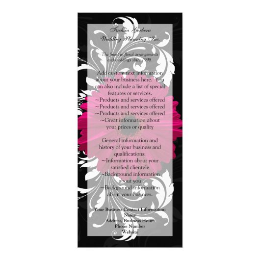 Fuchsia Scroll Gerbera Daisy w/Black en White Reclamekaart (Voorkant)