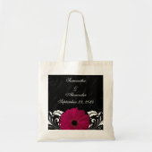 Fuchsia Scroll Gerbera Daisy w/Black en White Tote Bag (Voorkant)