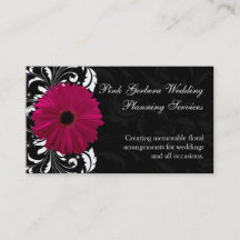 Fuchsia Scroll Gerbera Daisy w/Black en White
