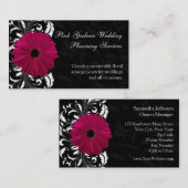 Fuchsia Scroll Gerbera Daisy w/Black en White Visitekaartje (Voorkant / Achterkant)
