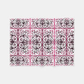 Fuchsia scrollwork patroon fleece deken (Voorkant (Horizontaal))