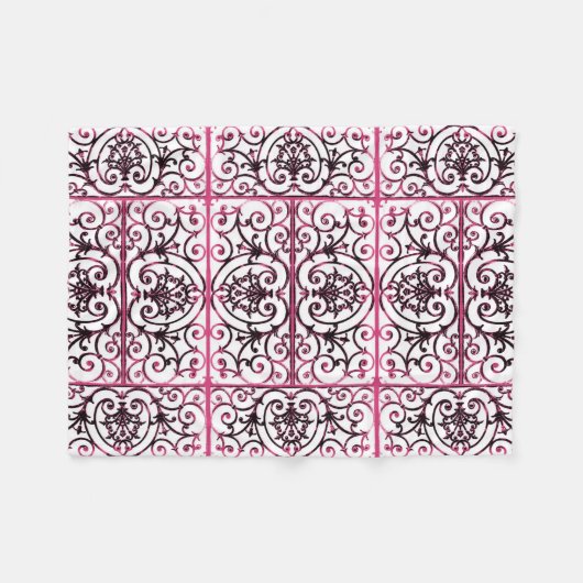 Fuchsia scrollwork patroon fleece deken (Voorkant (Horizontaal))