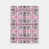 Fuchsia scrollwork patroon fleece deken (Voorkant)