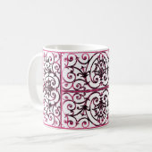 Fuchsia scrollwork patroon koffiemok (Voorkant links)