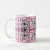 Fuchsia scrollwork patroon koffiemok (Links)