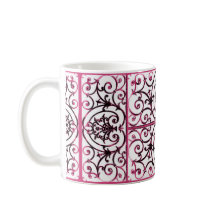 Fuchsia scrollwork patroon