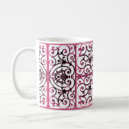 Fuchsia scrollwork patroon koffiemok