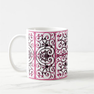 Fuchsia scrollwork patroon koffiemok