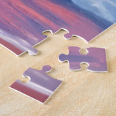 Fuchsia Shore Sunset | Oceaan Golven Aquarel Legpuzzel (Zijkant)