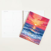 Fuchsia Shore Sunset | Waterverf Oceaan Golven Planner (Display)