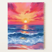 Fuchsia Shore Sunset | Waterverf Oceaan Golven Planner (Achterkant)