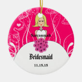Fuchsia Short Blonde Hair Gown Bridesmaid Ornament (Voorkant)