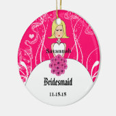 Fuchsia Short Blonde Hair Gown Bridesmaid Ornament (Links)
