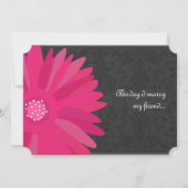 Fuchsia Silver Metallic Gerber Daisy Wedding Kaart (Achterkant)