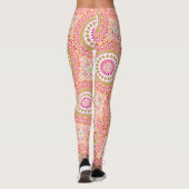 Fuchsia Sinaasappel en groen levendig mandala patr Leggings (Achterkant)