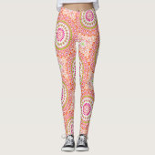 Fuchsia Sinaasappel en groen levendig mandala patr Leggings (Voorkant)