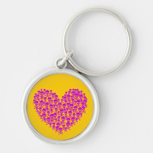 Fuchsia Skull Heart Sleutelhanger (Voorkant)