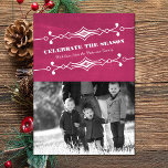 Fuchsia Slanted Chalkboard Holiday Photo Flat Kaar Kaart<br><div class="desc">Elegant en stijlvol gesclanteerd Chalkboard Holiday Photo Flat Kaart in roze met een kunstdecogrens en een trendy chalkboard look background. Deze kleine en trendy fotokaart is gemakkelijk aan te passen met een charmerende familiefoto en een aangepaste kerstgroet. Klik op 'Aanpassen' voor meer verpersoonlijkingsopties. Foto © Storytree Studios,  Stanford,  CA</div>