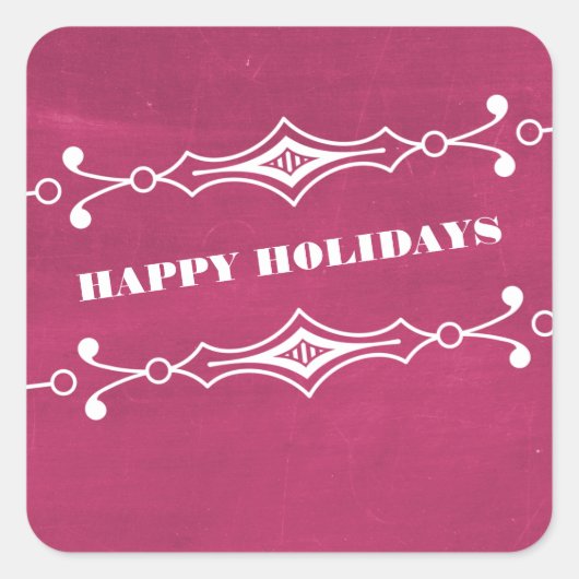 Fuchsia Slanted Chalkboard Holiday Stickers (Voorkant)