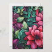 Fuchsia, Smaragd Groen en Zwart Bloemen Bruiloft Kaart (Achterkant)