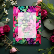 Fuchsia, Smaragd Groen en Zwart Bloemen Bruiloft